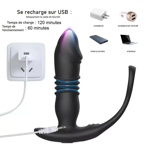 24h/48h Vibromasseur Sextoy plug Anal Va Et Viens point G Prostate télécommande