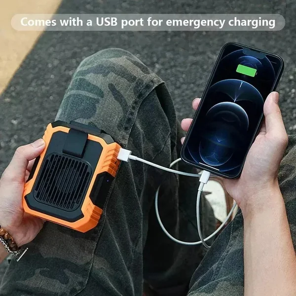 4000mAh Portable Waist Clip Fan Hanging Cooling USB Rechargeable Power Bank