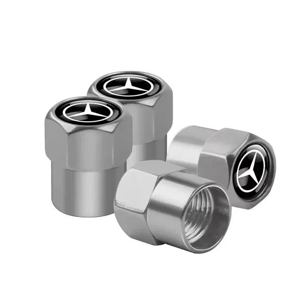 4x Capuchons Bouchons de Valve de Pneu Alu Mercedes-Benz AMG Noir Argent