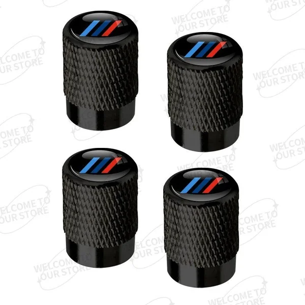 4x Capuchons Bouchons de Valve de Pneu BMW Alu Noir Argent Rouge bleu