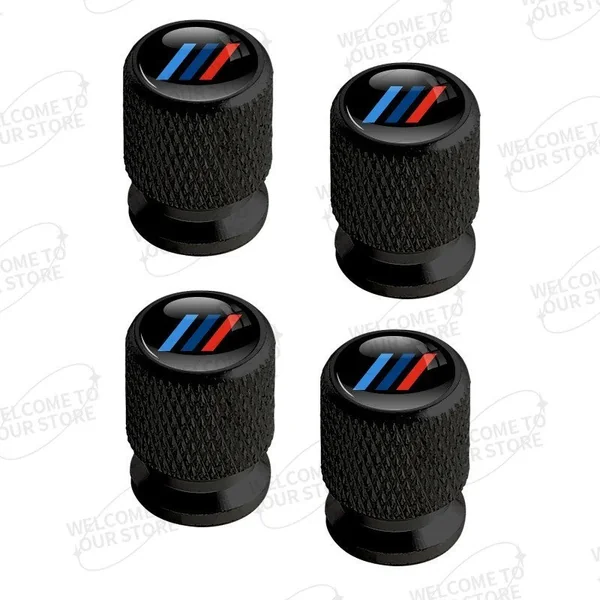 4x Capuchons Bouchons de Valve de Pneu BMW Alu Noir Argent Rouge bleu