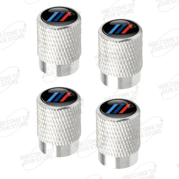 4x Capuchons Bouchons de Valve de Pneu BMW Alu Noir Argent Rouge bleu
