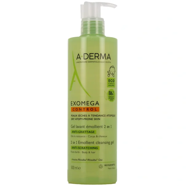 A-Derma Exomega Control Gel Lavant Émollient 2 en 1 Anti-Grattage