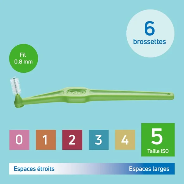 ANGLE - Brossettes Interdentaires taille 5 0.8 mm, 6 Unités