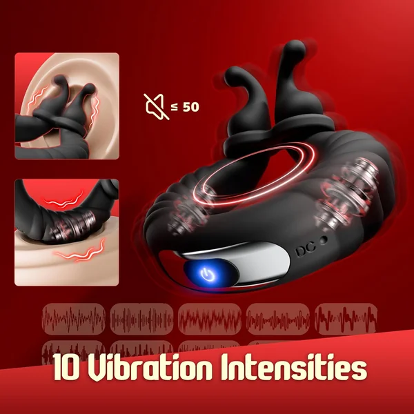 Anneau vibrant homme – Stimulateur clitoridien – 10 modes – Silicone doux – USB