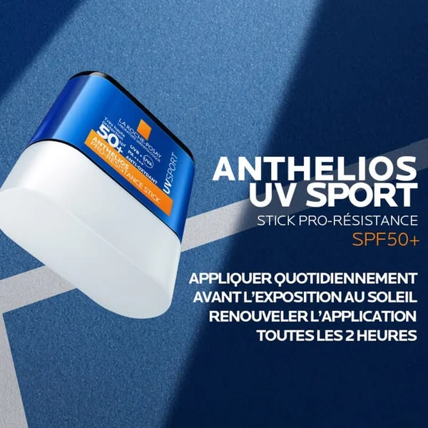 ANTHELIOS UVSPORT - SPF50+ Stick Solaire Pro-Résistance - Tous Types de peaux, 10g