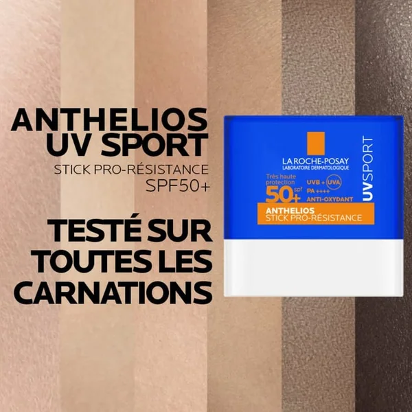 ANTHELIOS UVSPORT - SPF50+ Stick Solaire Pro-Résistance - Tous Types de peaux, 10g