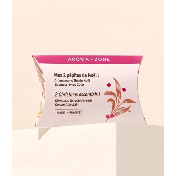 Aroma-Zone Coffret 2 Pépites Noël – Crème mains & Baume lèvres coco - cadeau