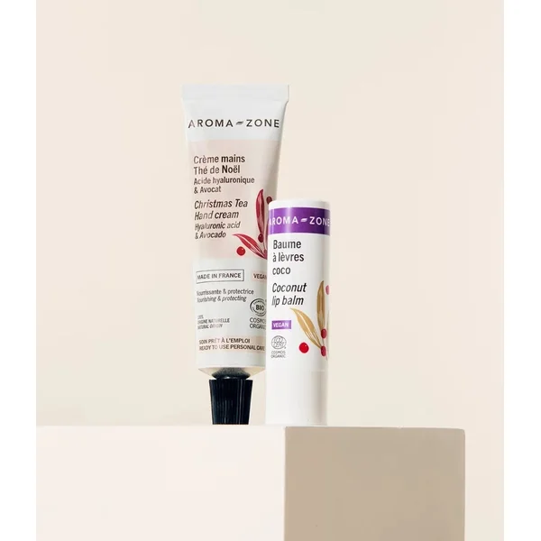 Aroma-Zone Coffret 2 Pépites Noël – Crème mains & Baume lèvres coco - cadeau