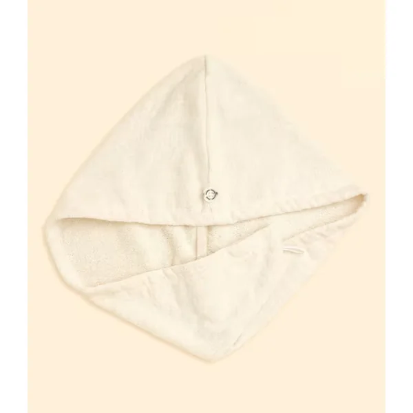 Aroma-zone serviette cheveux en coton bio protège et adoucit en forme de turban