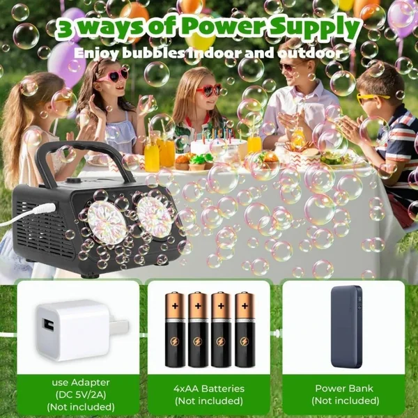 Automatic Bubble Machine Upgrade Bubble Blower w/2 Fans, Portable Bubble Maker