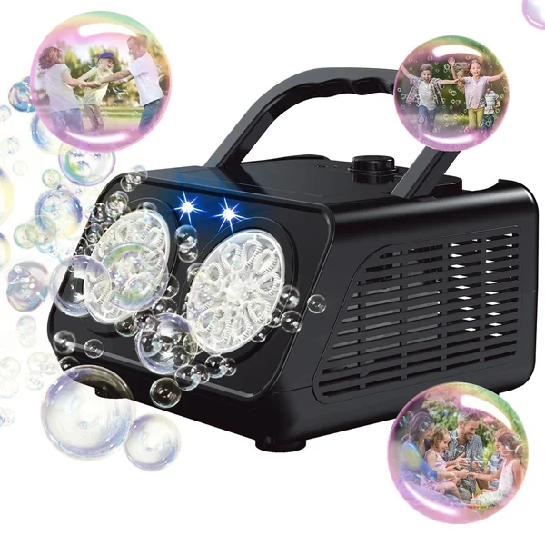 Automatic Bubble Machine Upgrade Bubble Blower w/2 Fans, Portable Bubble Maker