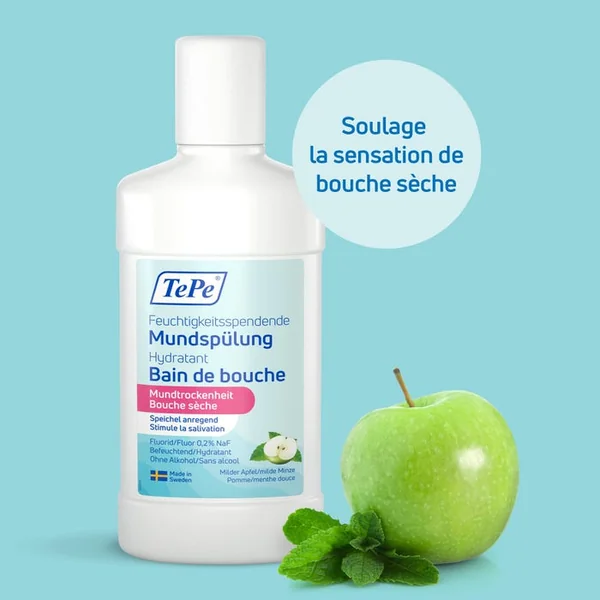 Bain de Bouche Hydratant Saveur Menthe et Pomme - Bouche Sèche, 500ml