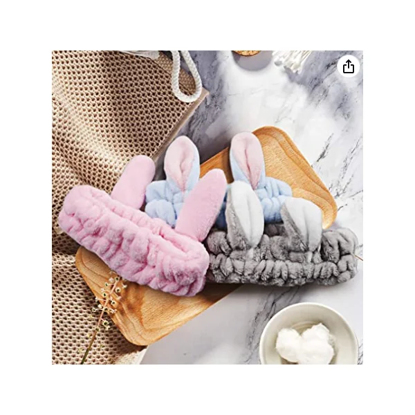 Bandeau Coréen Cheveux Oreilles de Lapin Gris