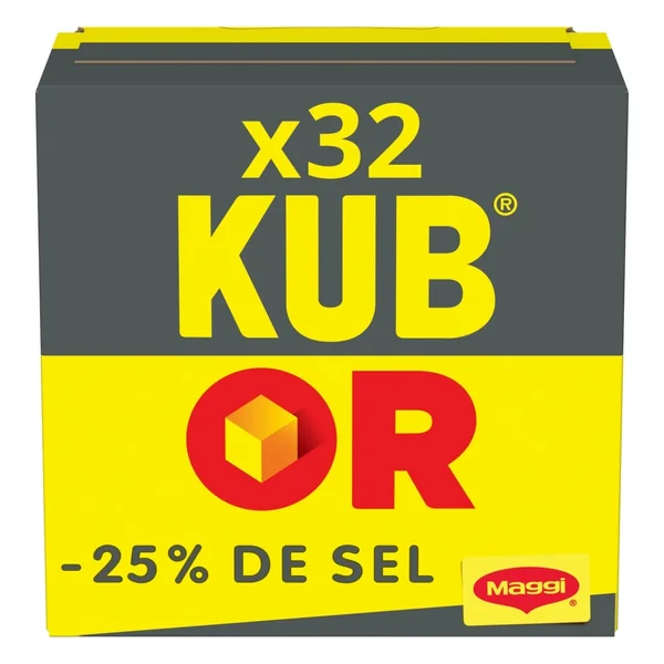 Bouillon en cubes -25% de sel KUB OR la boite de 32 cubes - 121,6 g