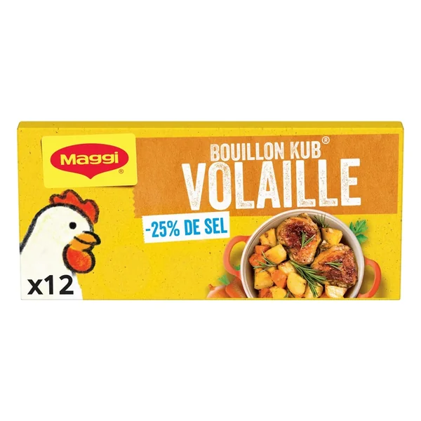Bouillon volaille sel réduit MAGGI la boite de 12 - 120 g