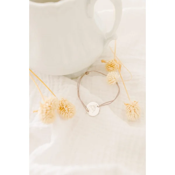Bracelet papa personnalisé cordon ajustable argent gravé papa MAIN DANS LA MAIN
