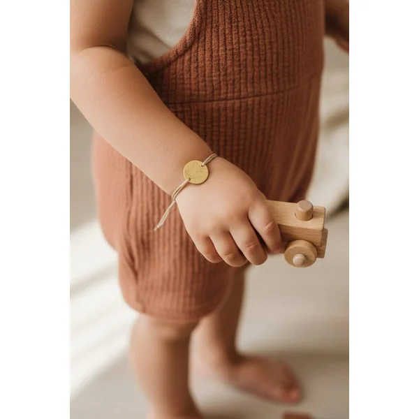 Bracelet personnalisé cordon enfant médaille ronde gravée PETIT CHAT