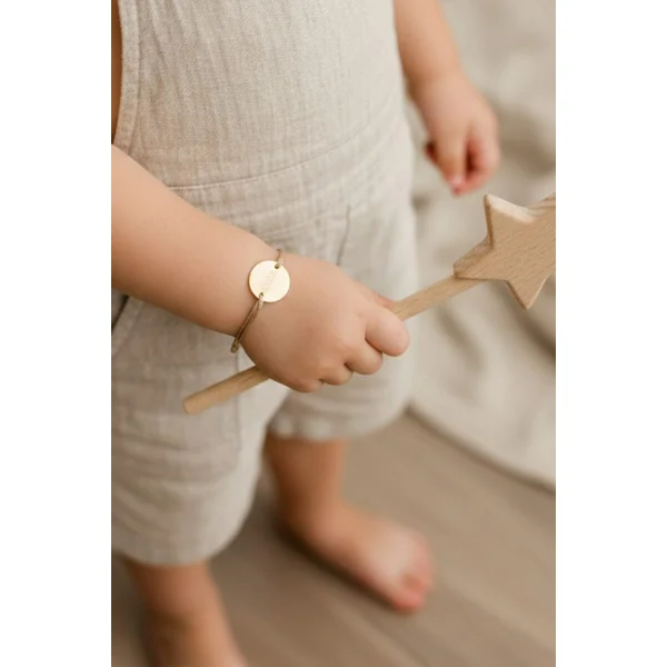 Bracelet personnalisé pastille or cordon ÉPURE