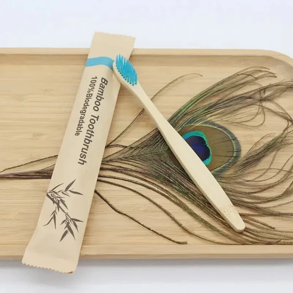 BROSSE A DENT BAMBOU NATUREL 100% BIODEGRADABLE EMBALLAGE ECO A L'UNITE ALEATOIR