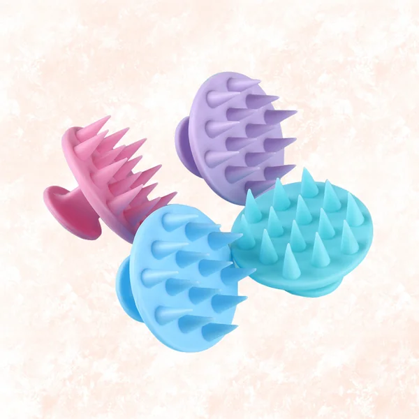 Brosse shampoing massage de tête en silicone doux 2 en 1 Rose