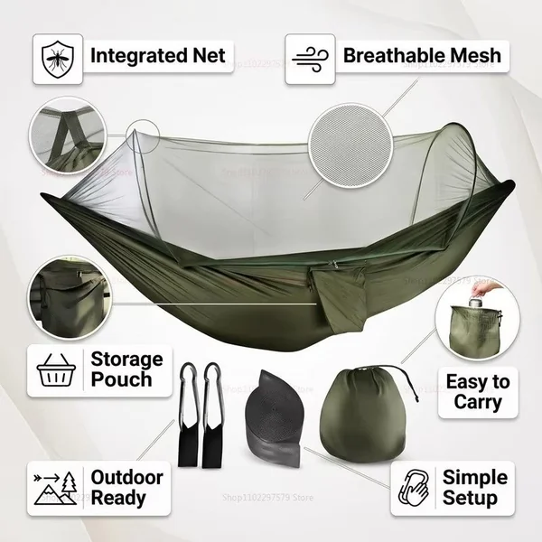 Camping Hammock with Mosquito Net Underquilt Portable Sleeping Tent for Travel