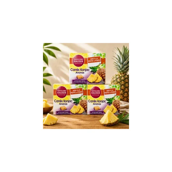 Carrés Konjac Ananas Aide à la Perte de Poids - 10 carrés - 100gr Lot De X3
