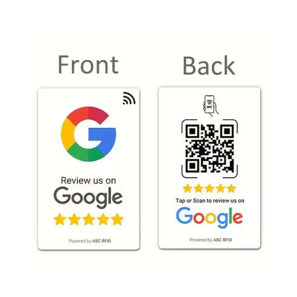 Carte société avis google NFC facile Compatible iPhone et Android commerce blanc