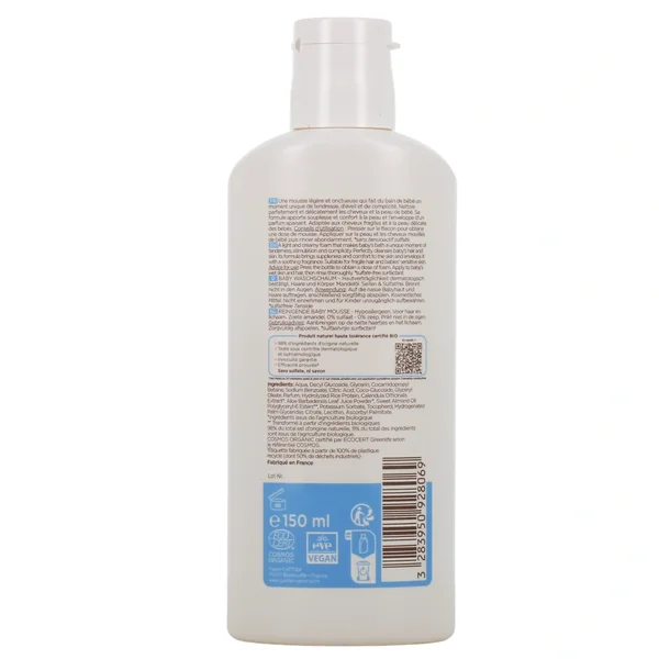 Cattier Bébé Mousse Lavante Bio Cheveux et Corps