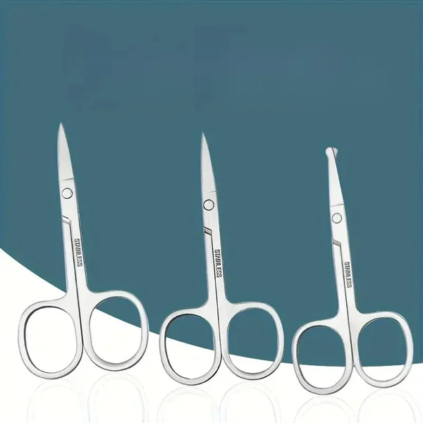 Ciseaux à sourcils et poils de nez, barbe, moustache, cils et ongles, Lot De 3