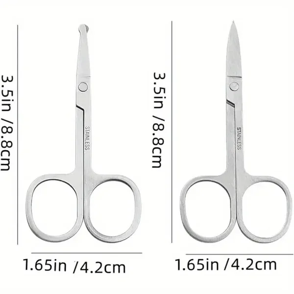 Ciseaux à sourcils et poils de nez, barbe, moustache, cils et ongles, Lot De 3