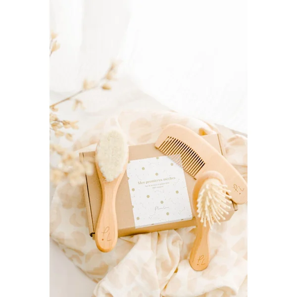 Coffret naissance - doudou + brosses + bavoir bandana