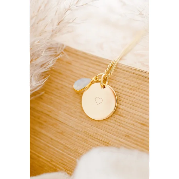 Collier pierre de naissance personnalisable COEUR BATTANT
