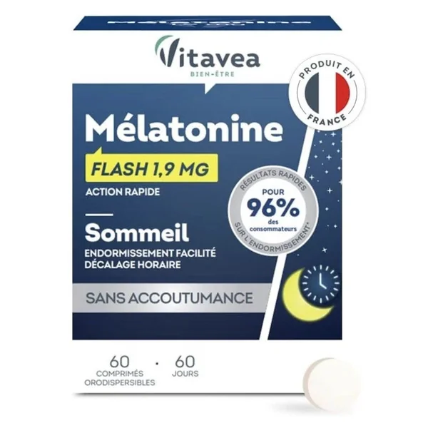 Complément alimentaire Vitavea flash 1,9mg sommeil cure de 60 jours sans accoutu