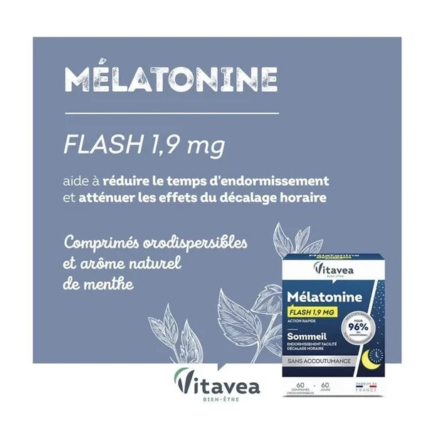 Complément alimentaire Vitavea flash 1,9mg sommeil cure de 60 jours sans accoutu