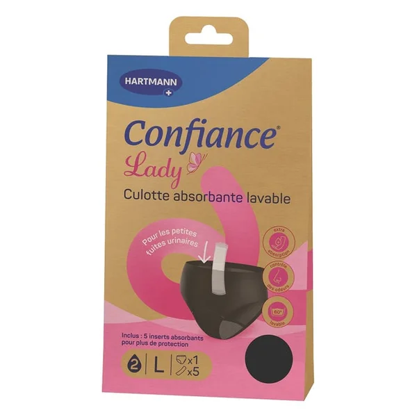 CONFIANCE LADY - Culotte Absorbante Lavable - Règles ou Fuites Urinaires - Taille L, 1 Unité