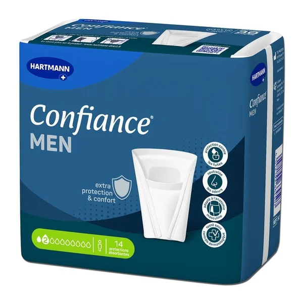 CONFIANCE MEN - Protections Absorbantes Fuites Urinaires - 2 Gouttes, 14 Unités