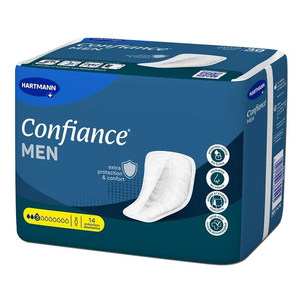 CONFIANCE MEN - Protections Absorbantes Fuites Urinaires - 3 Gouttes, 14 Unités