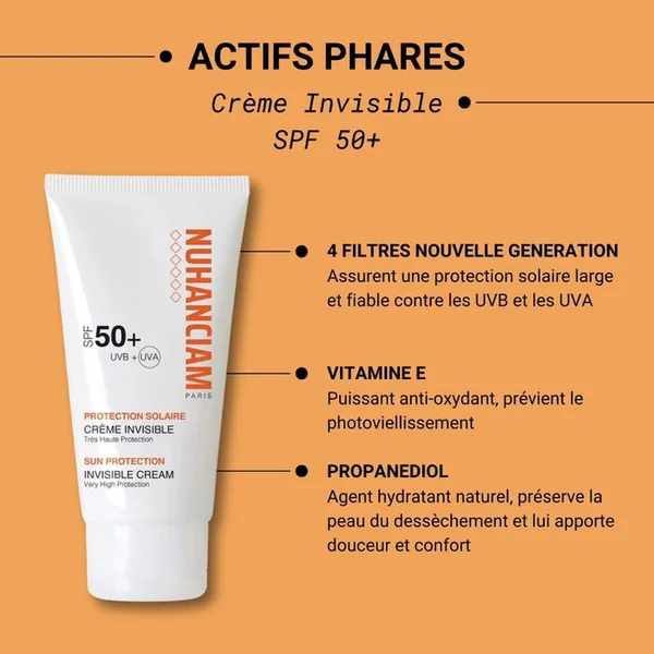Crème Invisible SPF50+ - Visage - Tous Types de Peaux, 50ml