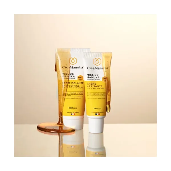 Crème Isolante Protectrice Miel de Manuka IAA+10 - Visage, Mains, Corps, Siège des Bébés - Peaux Abîmées, Irritées, Sujettes aux Démangeaisons, 75ml
