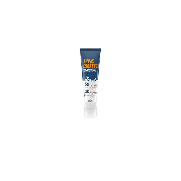 Crème solaire PIZ BUIN MOUNTAIN SPF50+ 20 ml + rouge à lèvres F20