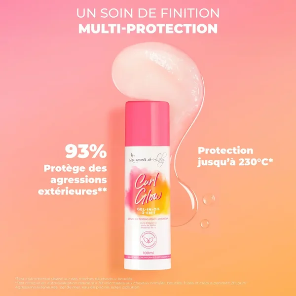 CURL GLOW - Sérum de Finition Multi-Protection - Cheveux Ondulés, Bouclés, Frisés et Crépus, 100ml