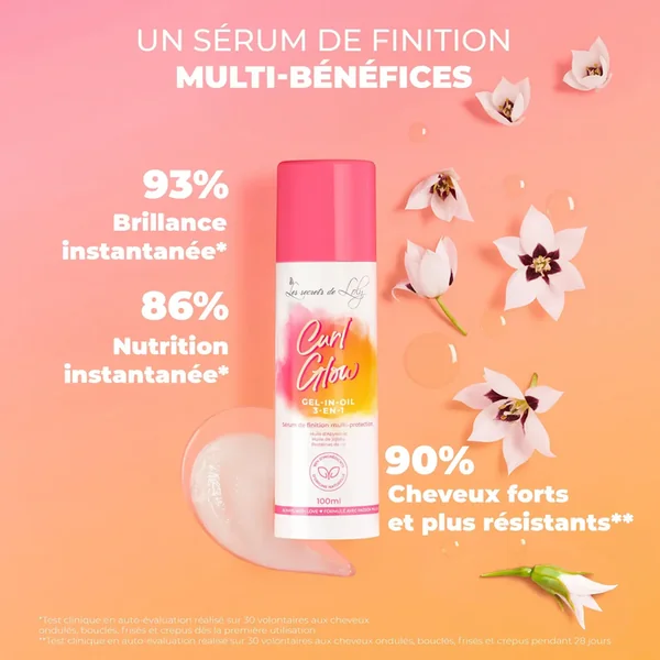 CURL GLOW - Sérum de Finition Multi-Protection - Cheveux Ondulés, Bouclés, Frisés et Crépus, 100ml
