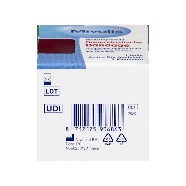 Dauerelastische Bandage, 6 cm x 5 m (gedehnt), 1 Rolle, 1 St