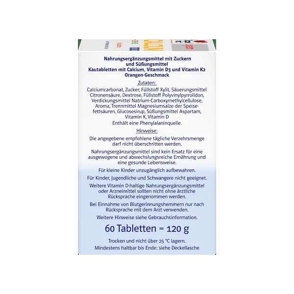 Doppelherz system Calcium 1000 + D3 + K2 Kautabletten 60 St, 120 g