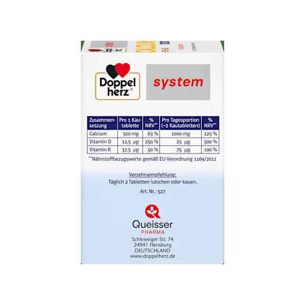Doppelherz system Calcium 1000 + D3 + K2 Kautabletten 60 St, 120 g