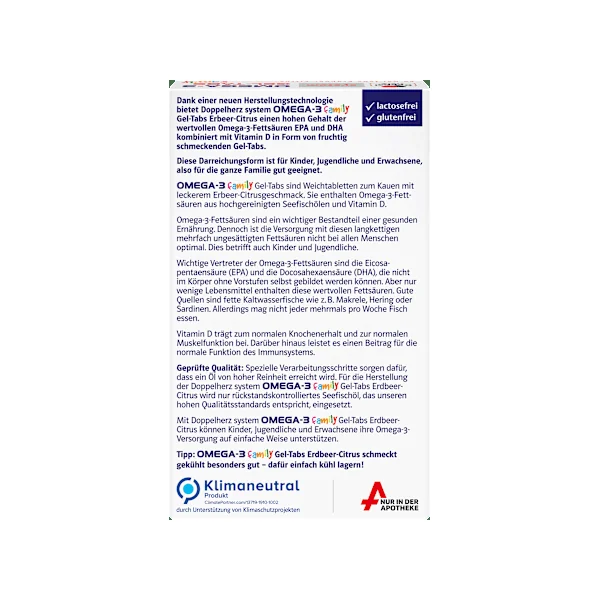 Doppelherz system Omega-3 family Gel-Tabs Erdbeer-Citrusgeschmack 60 St, 90 g