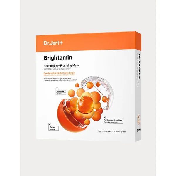 Dr.jart+ Brightamin Brightening + Plumping Face Mask With Vitamin C 25ml X 5ea
