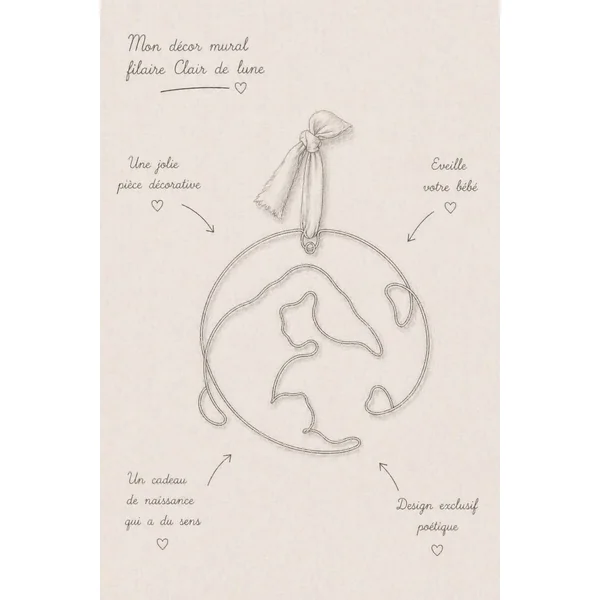 Décoration chambre bebe filaire dorée maman berçant son enfant CLAIR DE LUNE