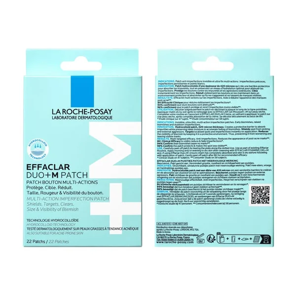 EFFACLAR DUO+M - Patch Bouton Multi-Actions - Peaux à Tendance Acnéique, 22 Patchs